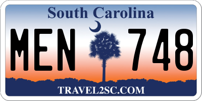 SC license plate MEN748