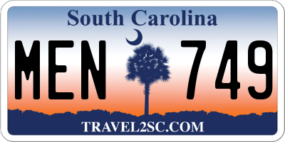 SC license plate MEN749