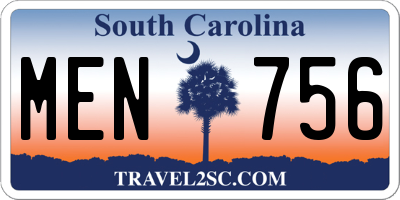 SC license plate MEN756
