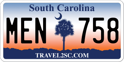 SC license plate MEN758