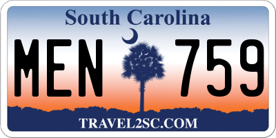 SC license plate MEN759