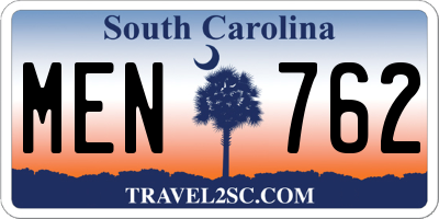 SC license plate MEN762
