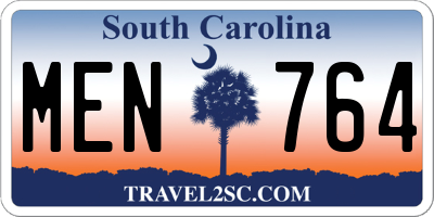 SC license plate MEN764