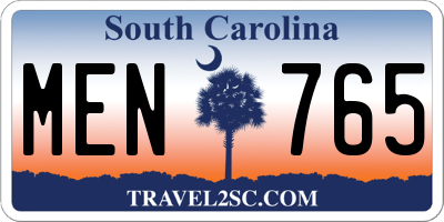 SC license plate MEN765