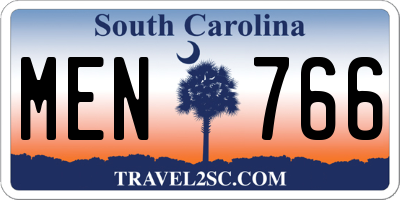 SC license plate MEN766