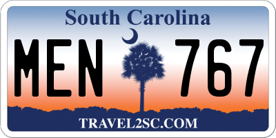 SC license plate MEN767
