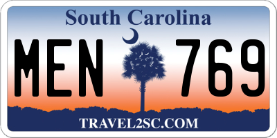 SC license plate MEN769
