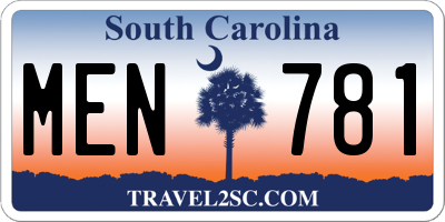 SC license plate MEN781