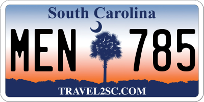 SC license plate MEN785