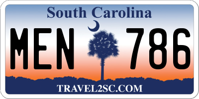 SC license plate MEN786
