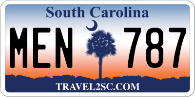 SC license plate MEN787