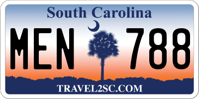 SC license plate MEN788