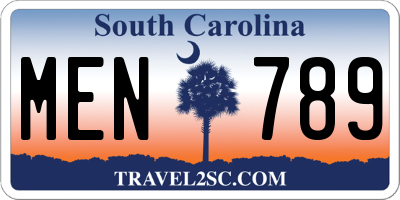 SC license plate MEN789