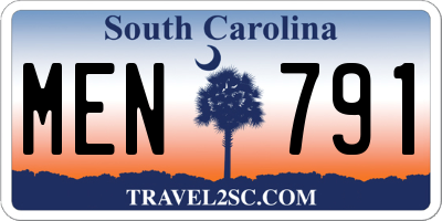 SC license plate MEN791