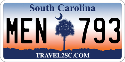 SC license plate MEN793