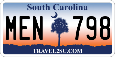 SC license plate MEN798
