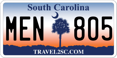 SC license plate MEN805
