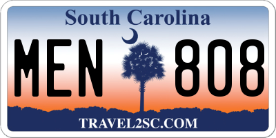 SC license plate MEN808
