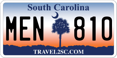 SC license plate MEN810