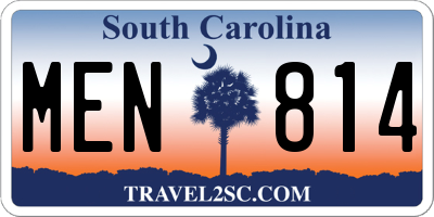 SC license plate MEN814