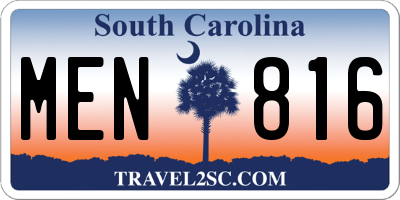 SC license plate MEN816