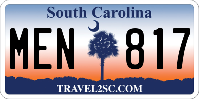SC license plate MEN817