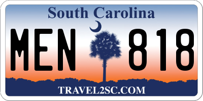 SC license plate MEN818