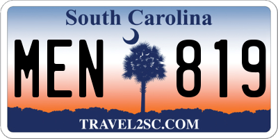 SC license plate MEN819
