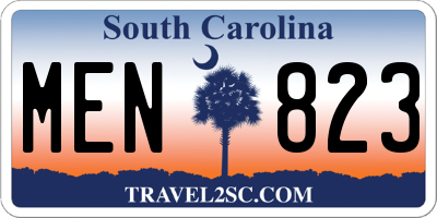 SC license plate MEN823