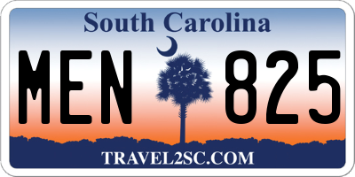 SC license plate MEN825