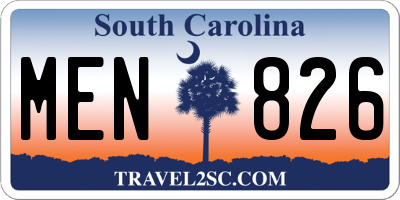 SC license plate MEN826