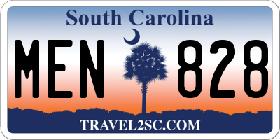 SC license plate MEN828