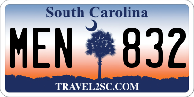 SC license plate MEN832