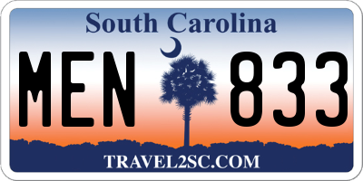 SC license plate MEN833