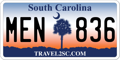 SC license plate MEN836