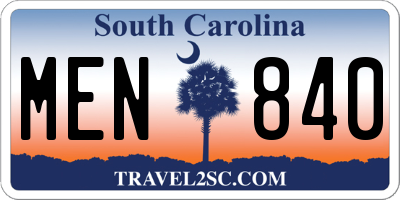 SC license plate MEN840