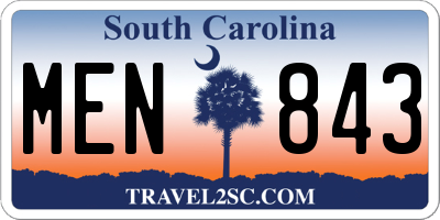 SC license plate MEN843