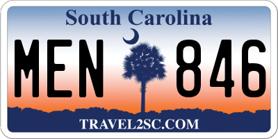 SC license plate MEN846