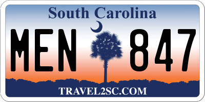 SC license plate MEN847