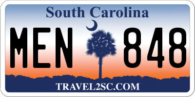 SC license plate MEN848