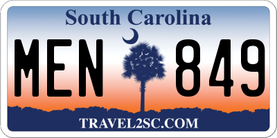 SC license plate MEN849