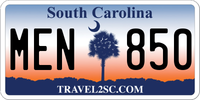 SC license plate MEN850