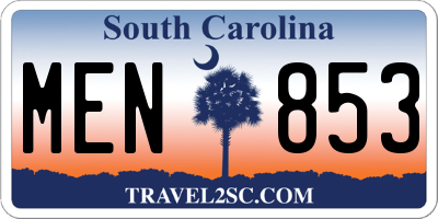 SC license plate MEN853