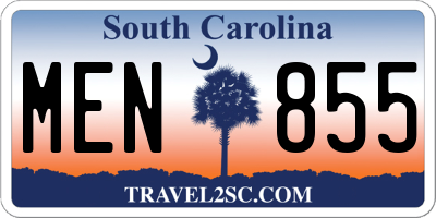 SC license plate MEN855