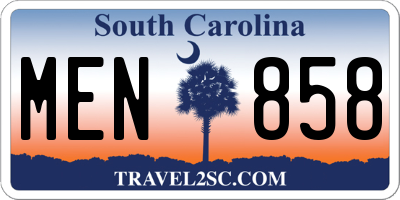 SC license plate MEN858