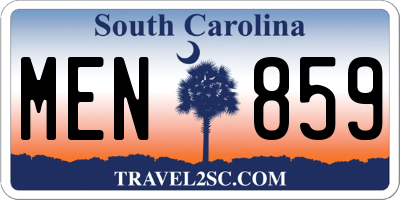 SC license plate MEN859