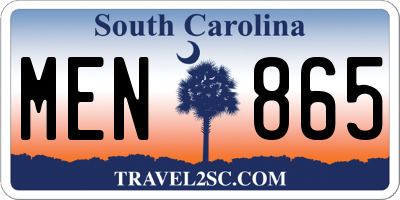 SC license plate MEN865
