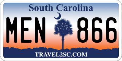 SC license plate MEN866