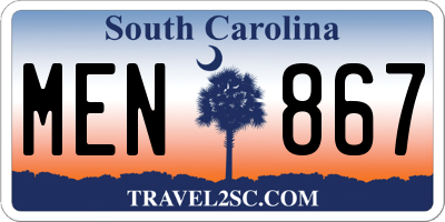 SC license plate MEN867