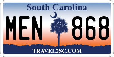 SC license plate MEN868